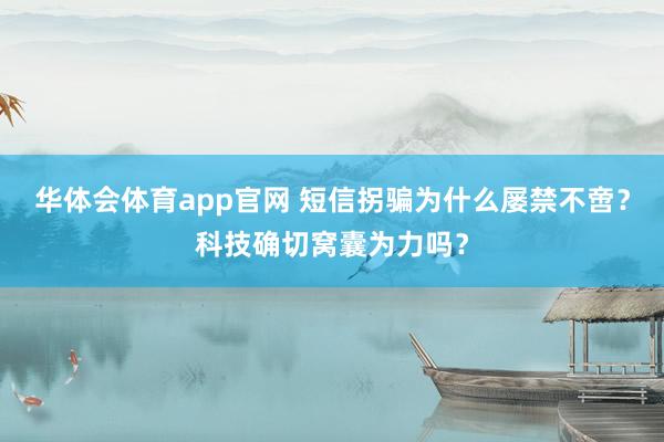 华体会体育app官网 短信拐骗为什么屡禁不啻？科技确切窝囊为力吗？
