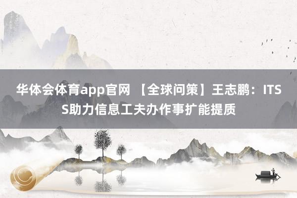 华体会体育app官网 【全球问策】王志鹏：ITSS助力信息工夫办作事扩能提质