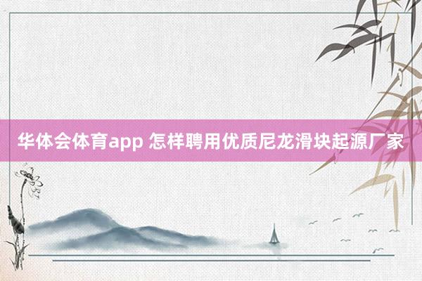 华体会体育app 怎样聘用优质尼龙滑块起源厂家