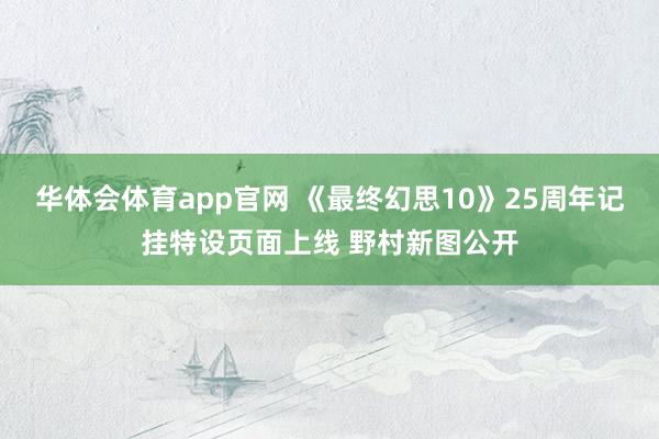 华体会体育app官网 《最终幻思10》25周年记挂特设页面上线 野村新图公开
