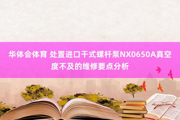 华体会体育 处置进口干式螺杆泵NX0650A真空度不及的维修要点分析