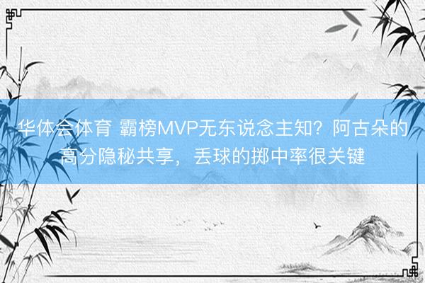 华体会体育 霸榜MVP无东说念主知？阿古朵的高分隐秘共享，丢球的掷中率很关键